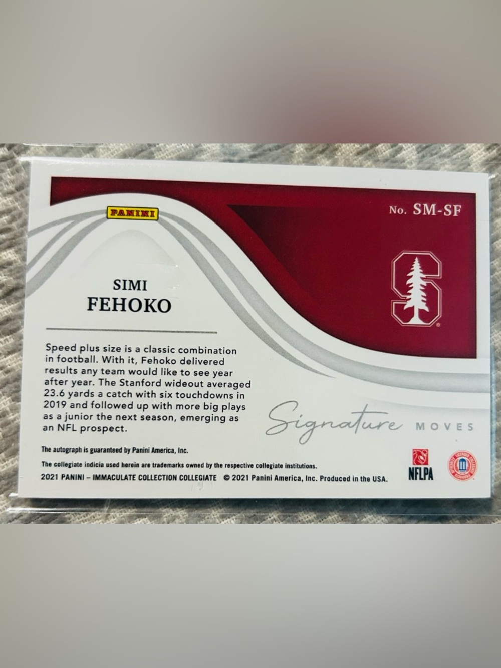 Simi Fehoko 2021 Panini Immaculate Signature Moves RC auto /99 #SM-SF - Picture 2 of 2
